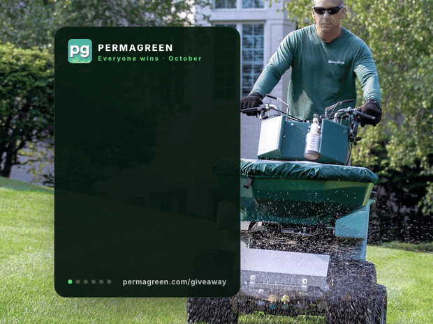 Everyone wins this October at PermaGreen: enter the Triumph giveaway, get 20% off MSRP plus a $750 parts credit on a new machine ordered by October 31, or ask your rep about certified pre-owned Triumphs from $4,000.