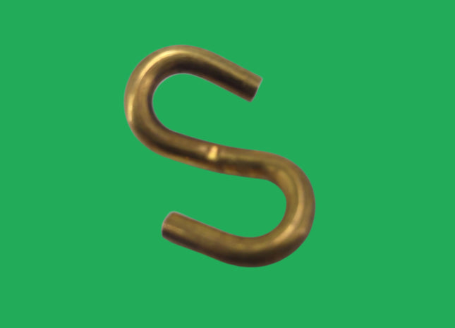 Brass S Hook w/Bend